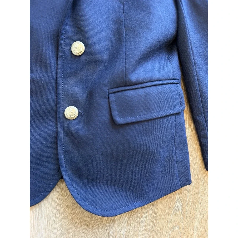 Crewcuts Navy Blue Boys Blazer with gold buttons Size 4-5 Wool Blend